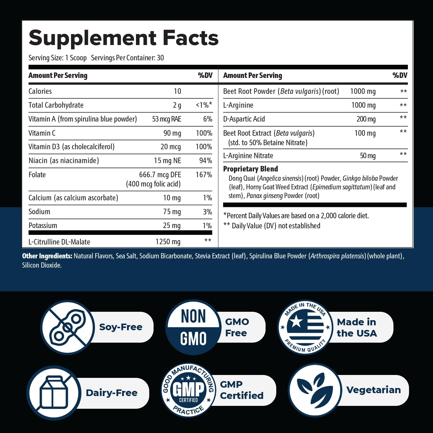 Nitric Boost Ultra supplement facts label showing full ingredient list